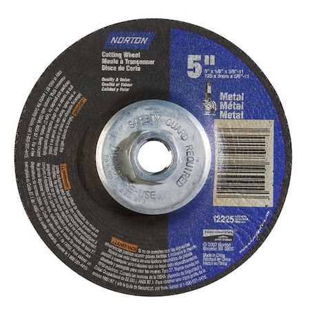 Norton Co Abrasives Metal Type 27 Depressed Center Wheel, Size: 5 x 1/8 x 5/8-11 662528-43615